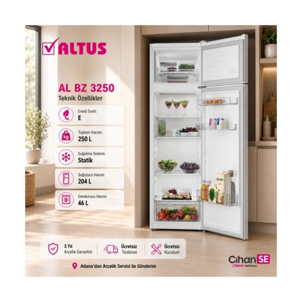 Altus Al Bz 3250 250 L Statik Çift Kapılı Buzdolabı