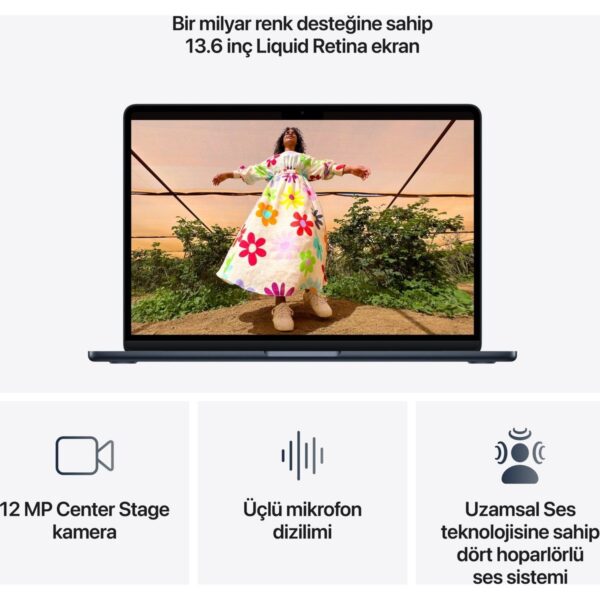 Apple MacBook Air M5 16GB 512GB SSD macOS 13″ Taşınabilir Bilgisayar Gece Yarısı MDHE4TU/A
