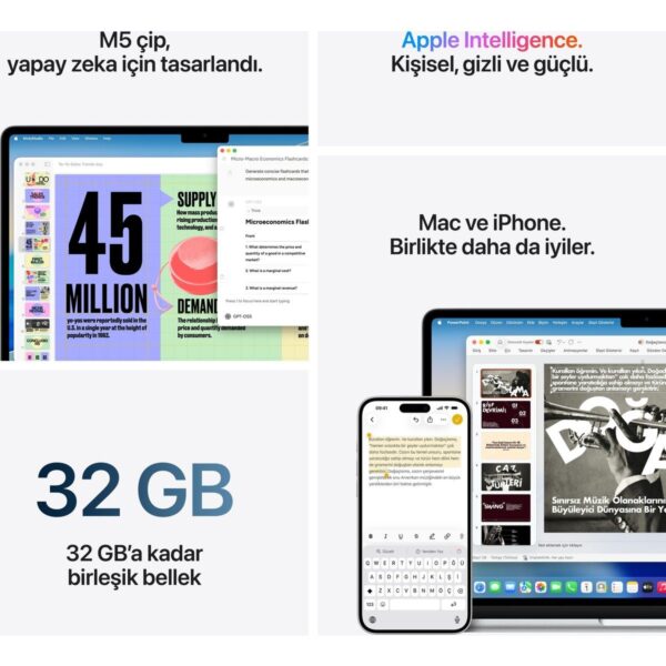 Apple MacBook Air M5 24GB 1TB SSD macOS 13″ Taşınabilir Bilgisayar Gece Yarısı MDHG4TU/A