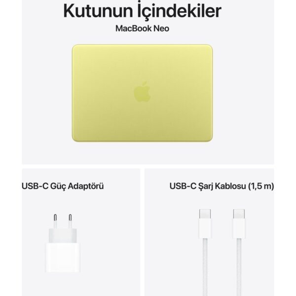 Apple MacBook Neo A18 Pro 8GB 512GB SSD macOS 13″ Taşınabilir Bilgisayar Puslu Sarı MHFE4TU/A