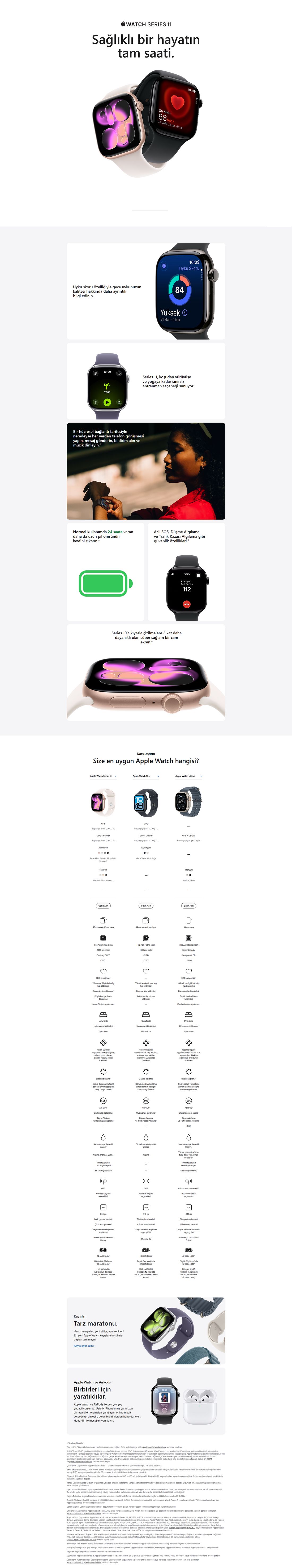 Apple Watch Series 11 Gps, 42 mm Alüminyum kasa ve Siyah Spor kordon - m/l