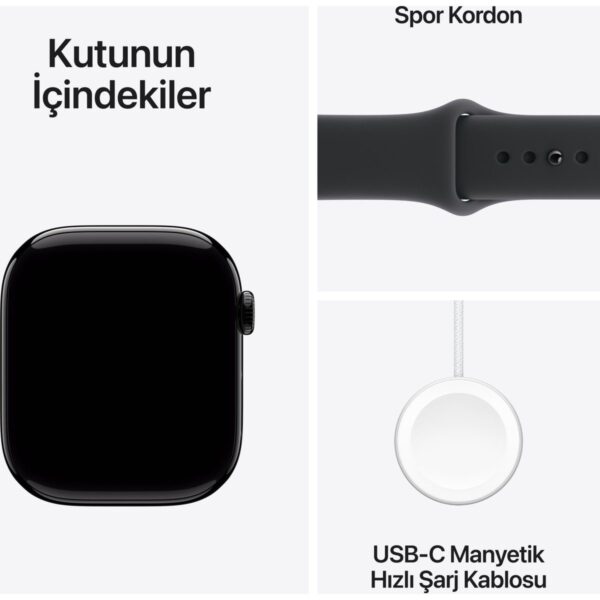 Apple Watch Series 11 Gps, 42 mm Alüminyum kasa ve Siyah Spor kordon – m/l