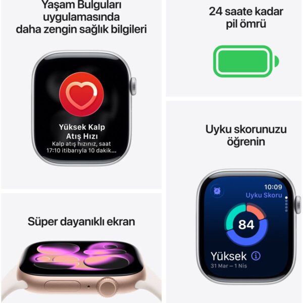 Apple Watch Series 11 Gps + Cellular, 42 mm Alüminyum kasa ve Siyah Spor kordon – S/m