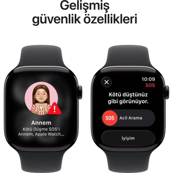 Apple Watch Series 11 Gps + Cellular, 42 mm Alüminyum kasa ve Siyah Spor kordon – S/m