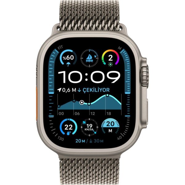 Apple Watch Ultra 2 GPS + Cellular, 49 mm Natürel Titanyum Kasa ve Natürel Titanyum Milano Loop – Küçük Boy