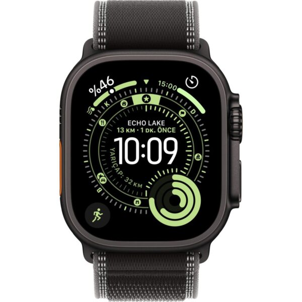 Apple Watch Ultra 3 Gps + Cellular, 49 mm Siyah Titanyum Kasa ve Siyah/kömür Trail loop – S/m