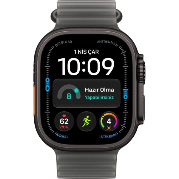 Apple Watch Ultra 4 Gps + Cellular, 49 mm Siyah Titanyum Kasa ve Buzlu Siyah Ocean Kordon