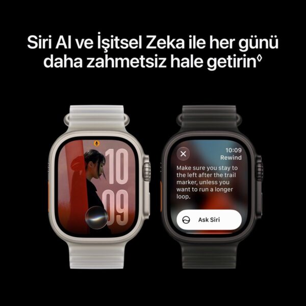 Apple Watch Ultra 4 Gps + Cellular, 49 mm Siyah Titanyum Kasa ve Buzlu Siyah Ocean Kordon