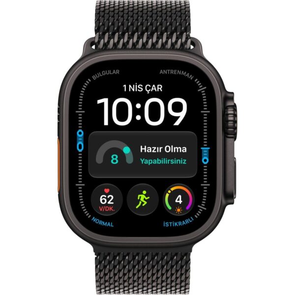 Apple Watch Ultra 4 Gps + Cellular, 49 mm Siyah Titanyum Kasa ve Siyah Titanyum Milano Loop – Orta Boy