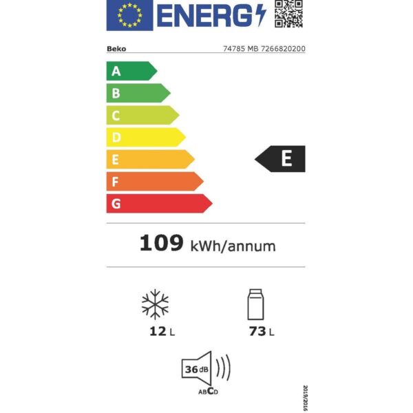 Beko 74785 MB Mini Buzdolabı 85 lt Kapasite Enerji Sınıfı E Beyaz Renkli Şık Tasarım