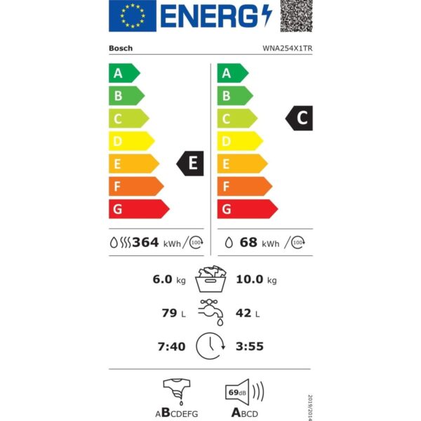 Bosch WNA254X1TR 10 kg Yıkama 6 kg Kurutmalı Çamaşır Makinesi 1400 Devir Enerji Sınıfı E