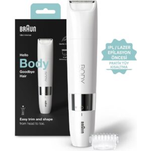 Braun Body Mini Trimmer BS1000 Vücut Tüy Kesme Makinesi + Düzeltici Tarak, Pil ve Temizleme Fırçası HBCV00000FWCNO