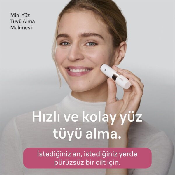 Braun FS1000 Mini Yüz Tüy Alma Makinesi Pil ve Temizleme Fırçası, Seyahat Boy, Kablosuz Kullanım
