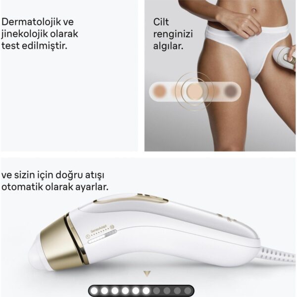 Braun Ipl Silk·expert Pro 5 Beyaz Kablolu IPL Cihazı, Cilt Temas Sensörü ve 3 Başlık ile Etkili Tüy Alma PL5311