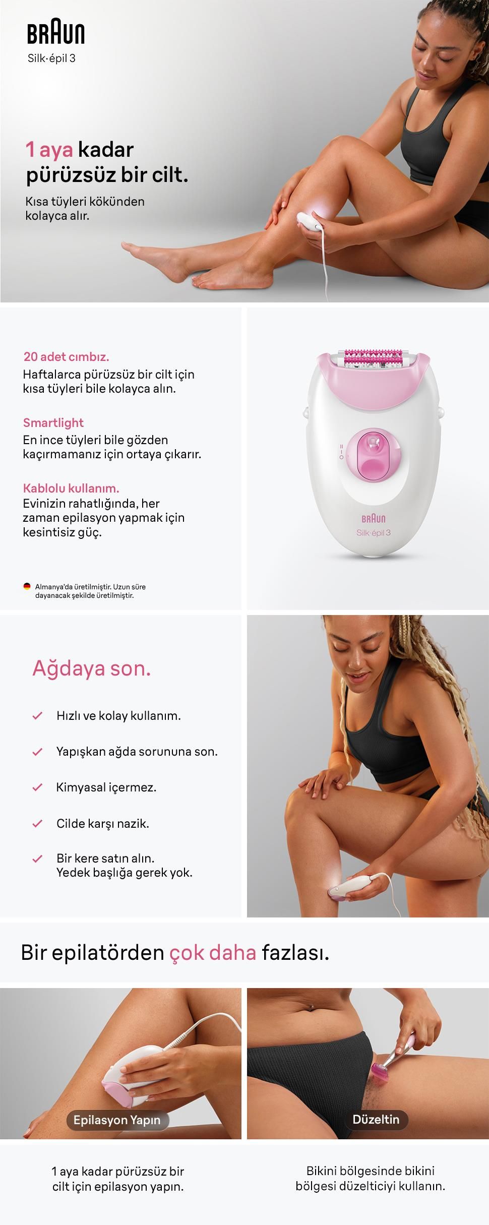 Braun Silk·épil 3 Kablolu Epilatör, Kalıcı Pürüzsüz Cilt, 3-202