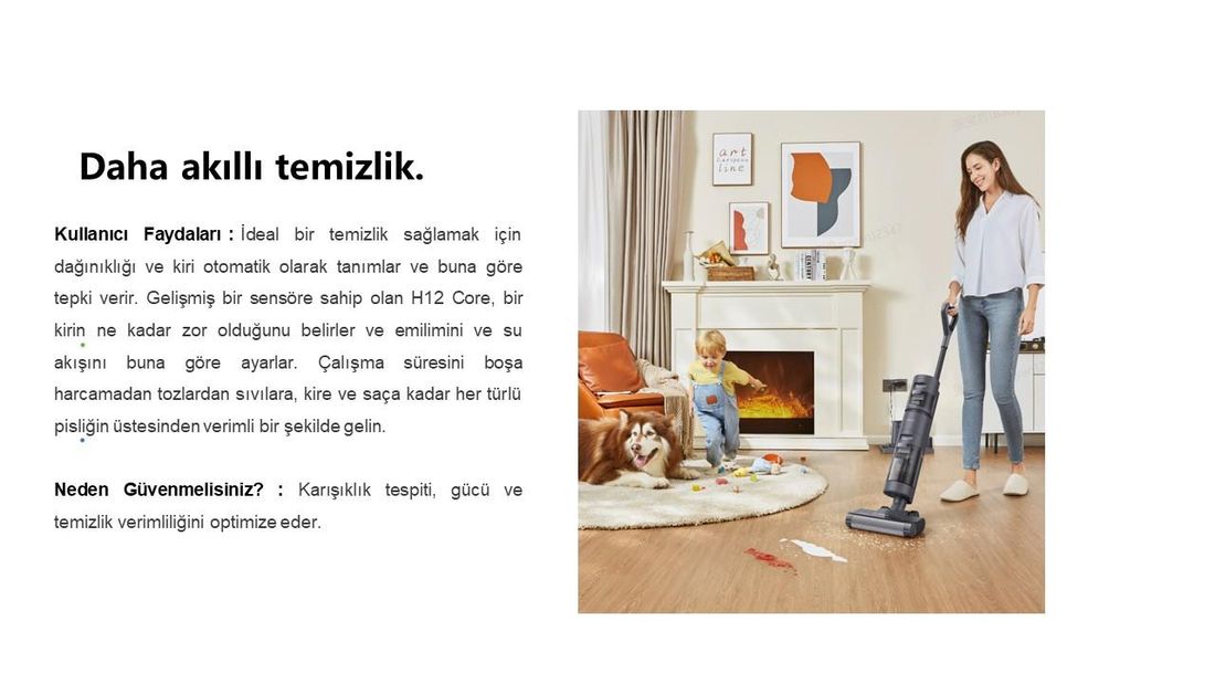 Dreame H12 Core Islak/Kuru Süpürge Hafif ve Akıllı Süpürge ve Paspas, Akıllı Kir Algılama, Otomatik Kendi Kendini Temizleme, Ahşap Vinil ve Sert Zeminler