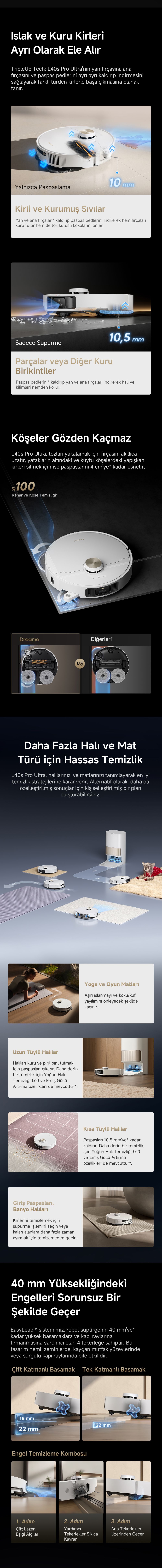 Dreame L40s Pro Ultra Robot Süpürge, 19.000 Pa Emiş Gücü
