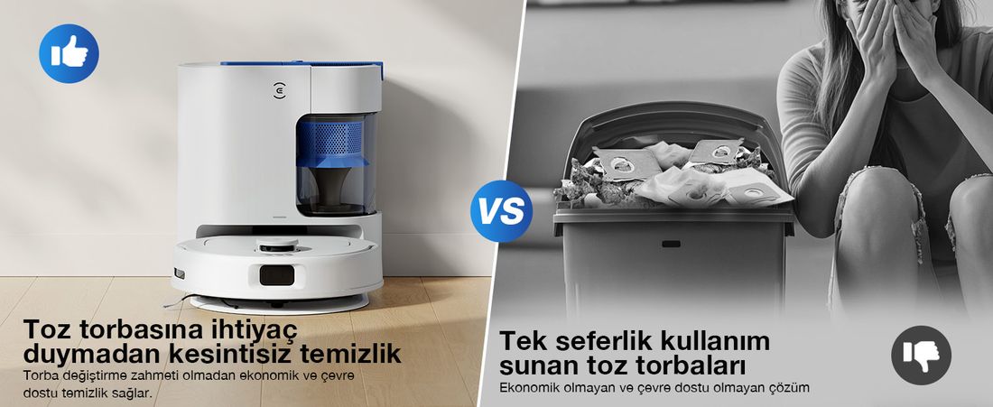 ECOVACS Akıllı Robot Süpürge, 8000Pa Emiş Gücü, 2'si 1 Arada Süpürme ve Paspaslama, TrueMapping Lazer Navigasyon, 300 Dakika Çalışma Süresi