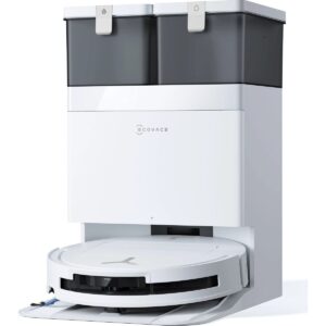 Ecovacs Akıllı Robot Süpürge ve Çöp İstasyonu, 25.000Pa Emiş Gücü, 81mm Ultra İnce Tasarım, 75°C Sıcak Su ile Mop Yıkama, ZeroTangle 2.0, AIVI 3D 3.0, YIKO-GPT Akıllı Temizlik, Beyaz HBCV0000FP3X3V