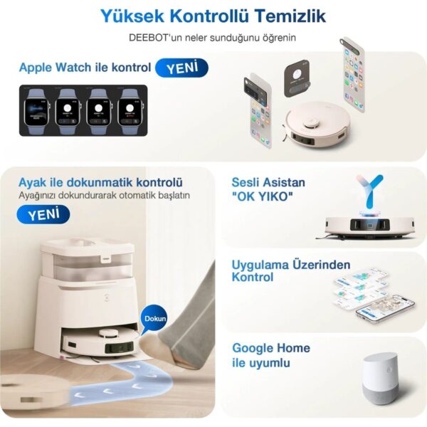 ECOVACS DEEBOT T30 Omni Pro Robot Süpürge ve Paspas, 11.000 Pa Emiş Gücü, Otomatik Toz Boşaltma, Sıcak Hava ile Kurutma, 200 Dakikaya Kadar Çalışma , Evcil Hayvan Tüyleri ve Halılar İçin Temizlik