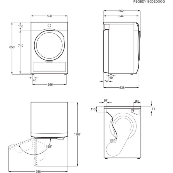 Electrolux EW6D39CBT 600 Serisi Gentlecare 118 Lt Xxl Tamburlu 9 kg D Enerji Sınıfı Isı Pompalı Inverter Kurutma Makinesi