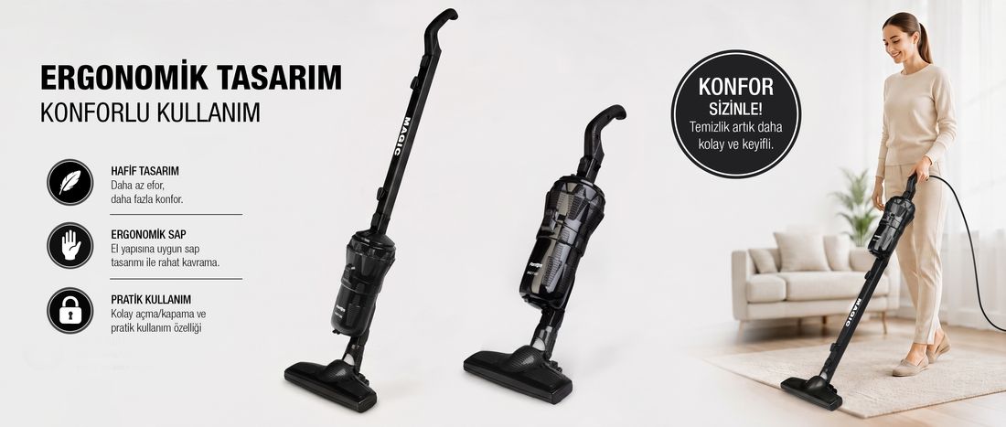 Fantom Magıc P 3000 Toz Torbasız Dikey Süpürge Siyah