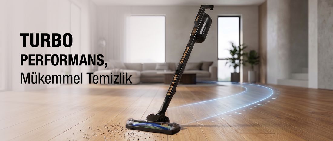 Fantom Pratic Aır Power P 1250 Siyah Torbasız Dönebilen Turbo Başlıklı Dikey Süpürge