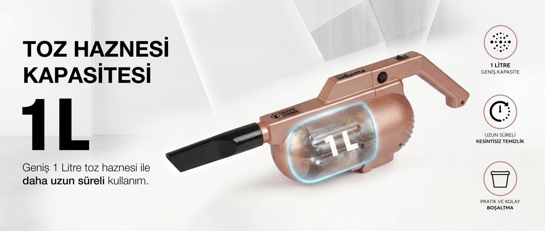 Fantom Pratıc-S P 1200 Dikey Süpürge Rose Gold Toz Haznesi Var 0,2 L Güçlü Emiş Teknolojisi