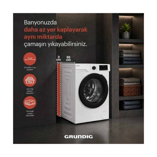 Grundig GNWM 91613 RS 9 kg 1000 Devir Çamaşır Makinesi Beyaz Renk Enerji Sınıfı A