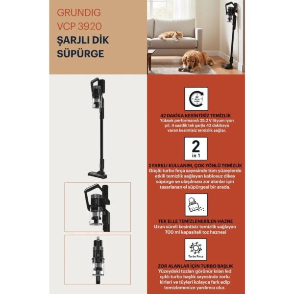 Grundig Vcp 3920 G Şarjlı Dik Süpürge