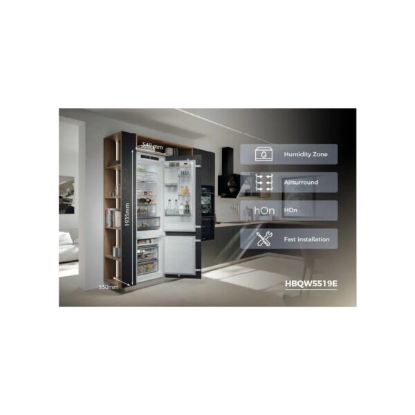 Haier HBQW5519E E Enerji Sınıfı 284 Lt Wi-Fi Bağlantılı Kombi Tipi No Frost Ankastre Buzdolabı
