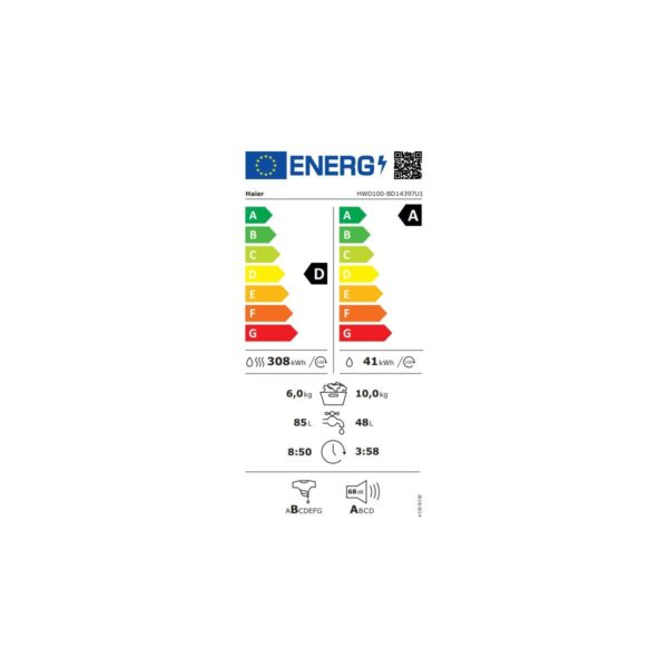 Haier HWD100-BD14397US 10 kg Yıkama 6 kg Kurutma Wi-Fi Bağlantılı 1400 Devir Kurutmalı Çamaşır Makinesi