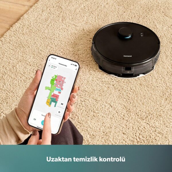Homend Alex Laser 1291H Moplu ve Haritalamalı Akıllı 5 Kpa Robot Süpürge Siyah