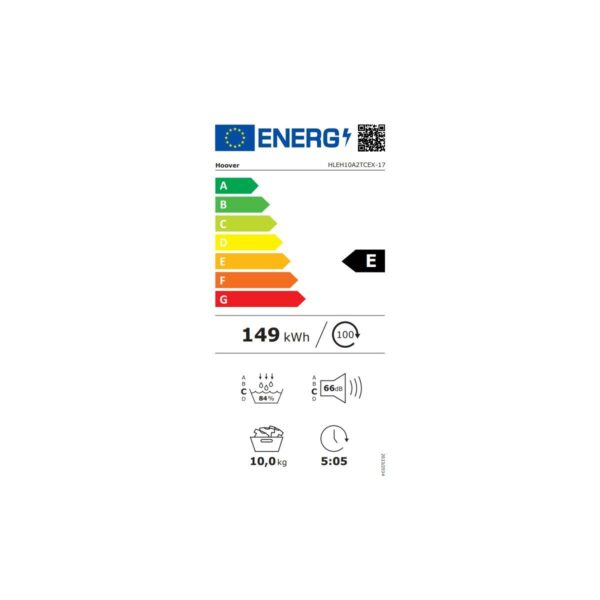 Hoover HLEH10A2TCEX-17 10 kg Wi-Fi Bağlantılı Isı Pompalı Kurutma Makinesi