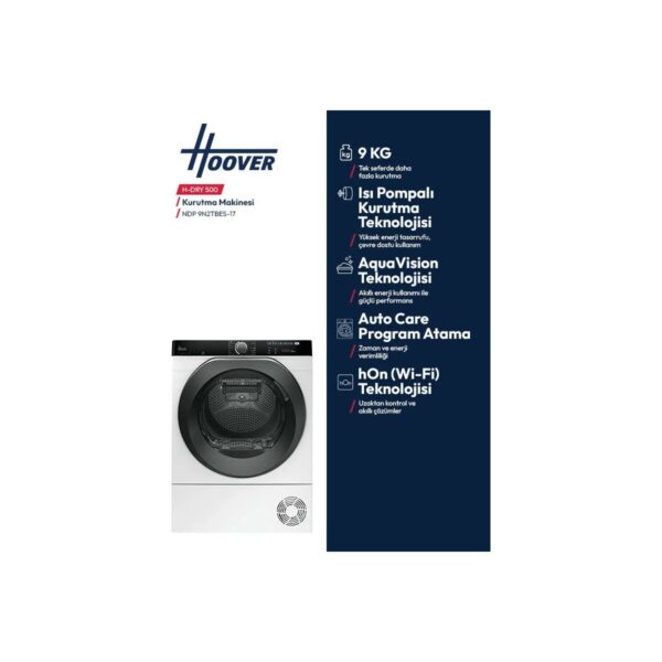 Hoover NDP 9N2TBES-17 9 kg Wi-Fi Bağlantılı Isı Pompalı Kurutma Makinesi