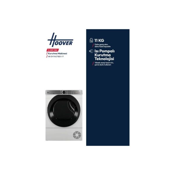 Hoover NREH 11N2TBEX-17 11 kg Wi-Fi Bağlantılı Isı Pompalı Kurutma Makinesi 64 dB Sessiz Çalışma
