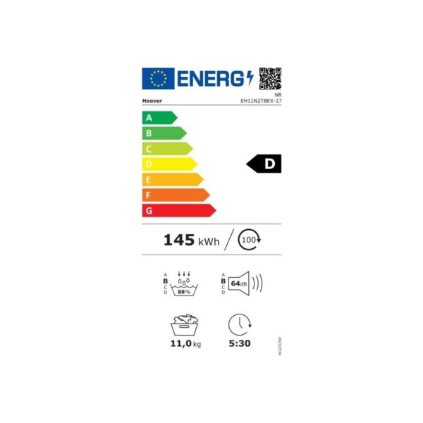 Hoover NREH 11N2TBEX-17 11 kg Wi-Fi Bağlantılı Isı Pompalı Kurutma Makinesi 64 dB Sessiz Çalışma