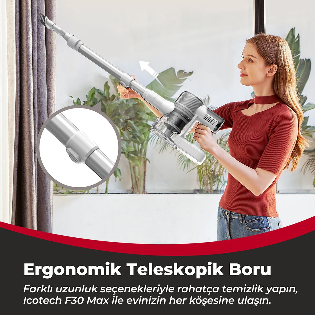 Icotech F30 Max 38KPA Greeneye Lazer Teknoloji Şarjlı Dikey Süpürge
