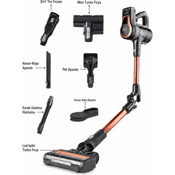 Karaca Power Up Pro 25 Watt Dik Süpürge Bakır Renk 0,6 Litre Toz Haznesi ile Güçlü Emiş