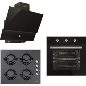 Kumtel Black Argento Button 3'lü Cam Ankastre Set A+ Enerji Sınıfı Siyah Renk Modern Tasarım HBV00000PWMPV