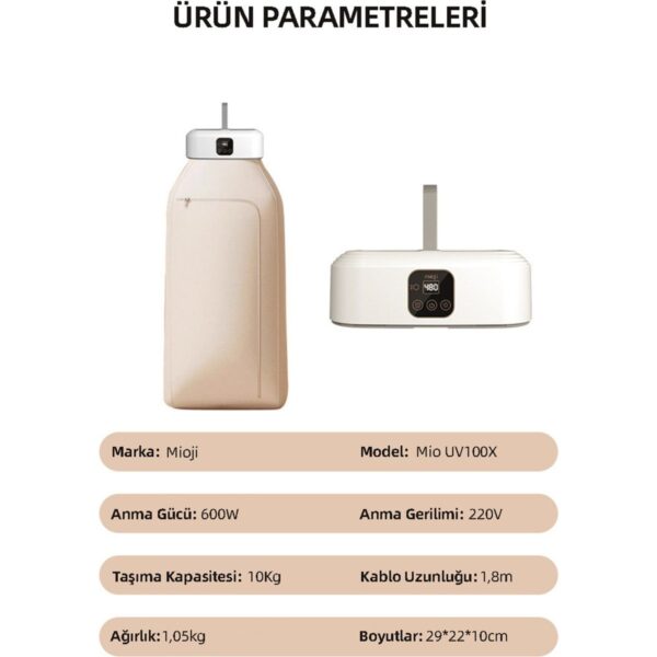 Mioji UV100X Yeni Nesil UV Işıklı Taşınabilir Portatif Askılı Katlanabilir Çamaşır Kurutma Makinesi