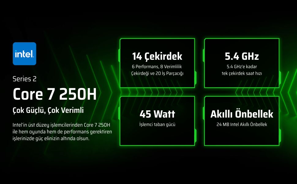 Monster Abra A7 V15.6.4 Intel Core 7 250H 16 GB RAM 1 TB SSD 4 GB RTX 3050 FreeDOS 17,3" 144 Hz Oyun Bilgisayarı