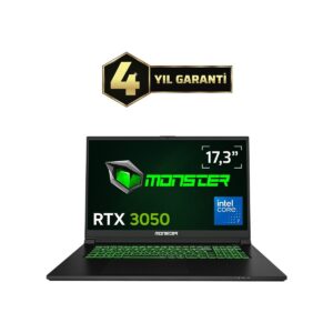 Monster Abra A7 V15.6.4 Intel Core 7 250H 16 GB RAM 1 TB SSD 4 GB RTX 3050 FreeDOS 17,3" 144 Hz Oyun Bilgisayarı HBCV0000D7E9V3