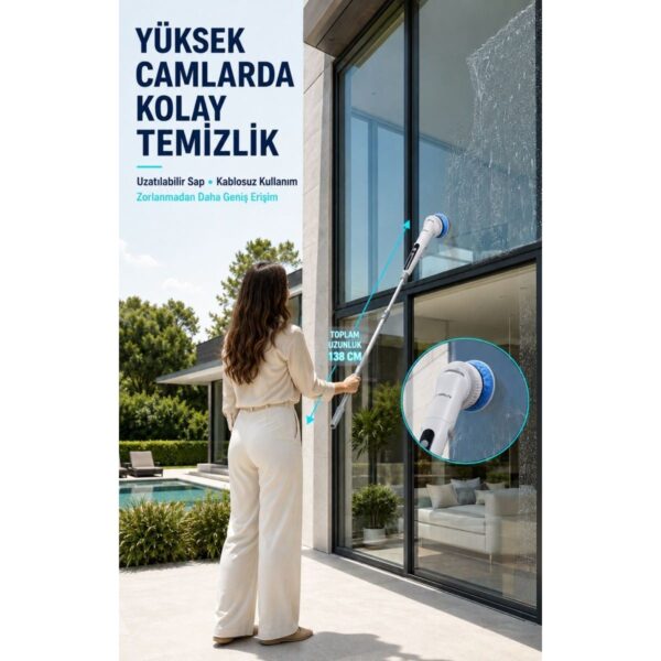 MPIA Şarjlı Ve Elektrikli Temizlik Fırçası | Turbo Dönüş Teknolojisi | IPX7 Su Geçirmez 11 Başlık Dahil Mutfak, Banyo
