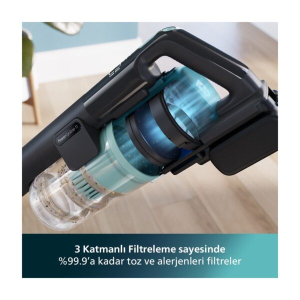 Philips 6000 Serisi Kablosuz Dikey Süpürge, PowerCyclone 11, Aqua Modül ile Kolay Mop, TriActive LED Başlık, 64 Dakika Kullanım, XC6553/01