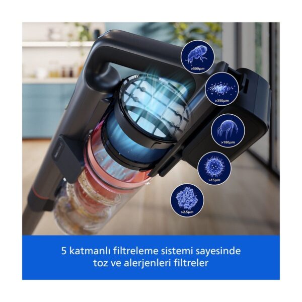 Philips 8000 Serisi Aqua Plus Kablosuz Dik Süpürge, 360 Emiş, LED Başlık, 80 dk’ya Kadar Kullanım, XC8153/10