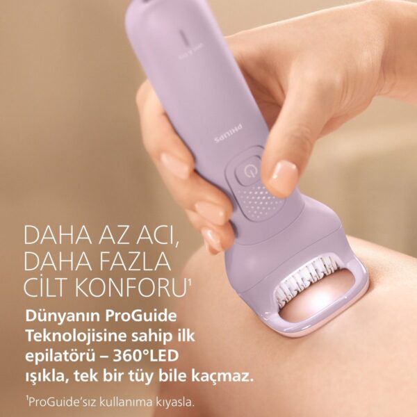 Philips 9000 Serisi Kablosuz Epilatör Mor Renkli Yıkanabilir Başlık ile Islak ve Kuru Kullanım