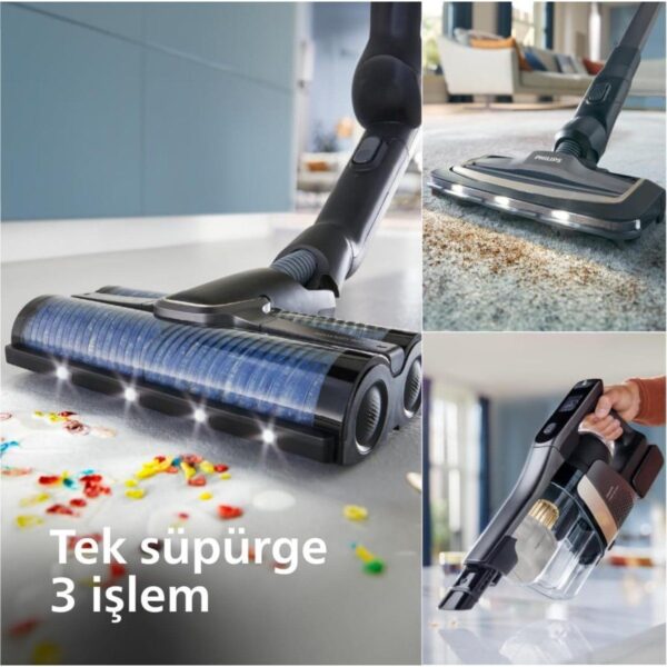 Philips Aqua Trio YENİ 9000 SERİSİ 3’ü 1 Arada (Islak, Kuru ve Moplu) Sarjlı ve Kablosuz Dik Süpürge