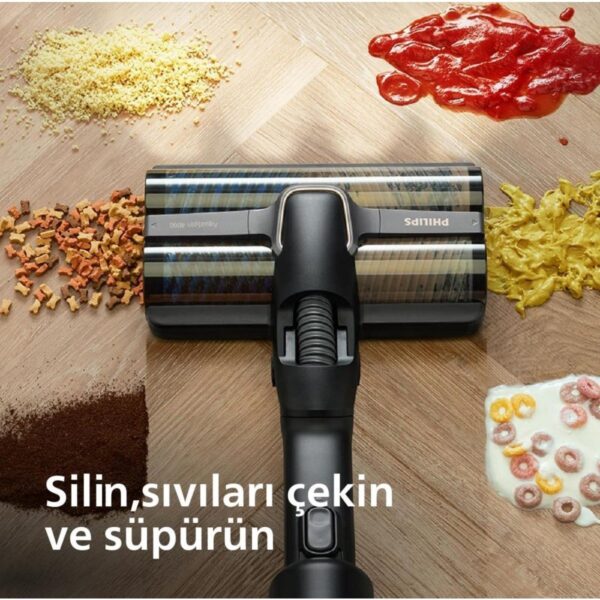 Philips Islak & Kuru Moplu Aqua Trio 9000 Seri Power Cyclone 12 Ultra Premium Dijital LCD Ekran, Hibrit Güç Motoru Yüksek Performanslı Kablosuz Dikey Süpürge Daha Temiz Daha Uzun Şarj