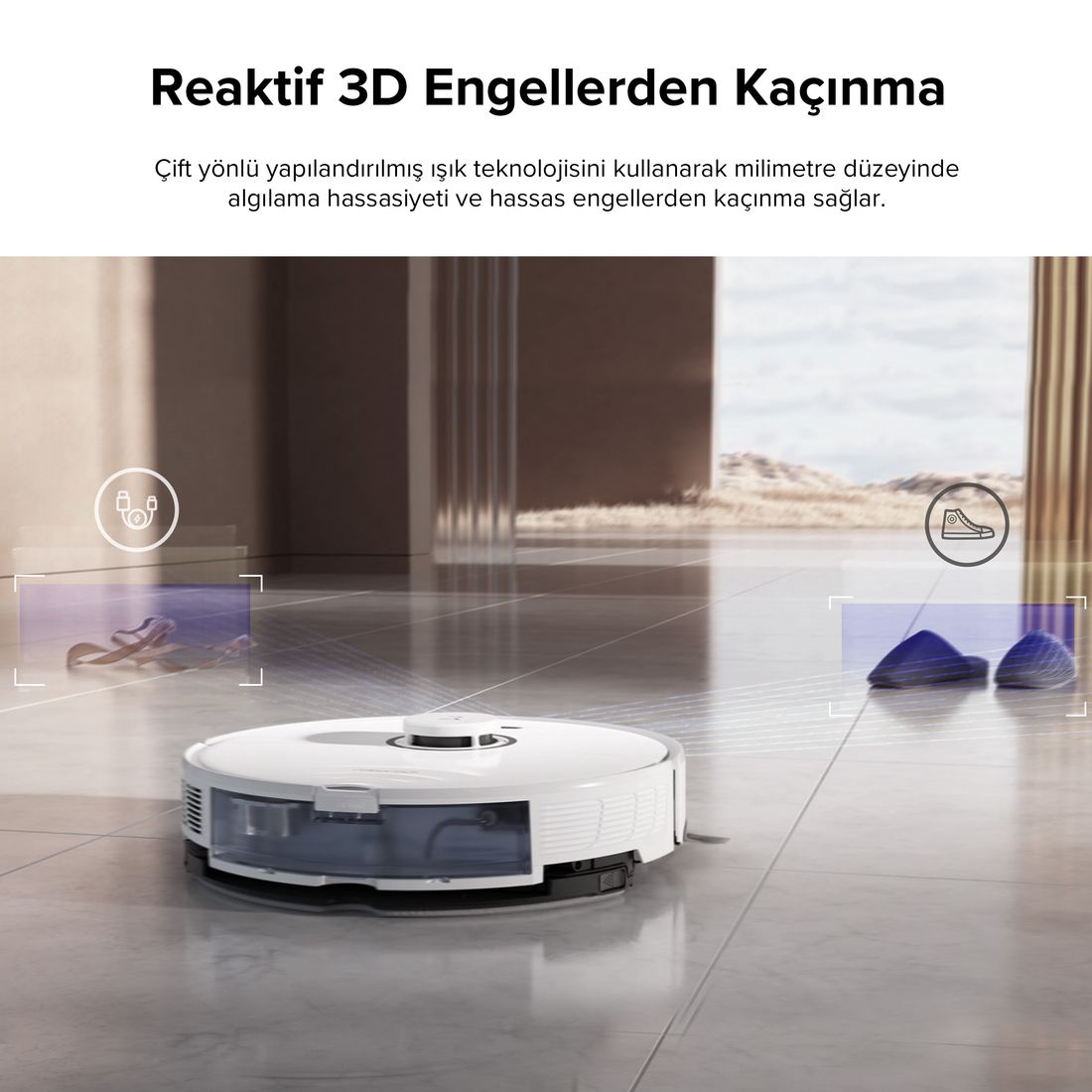 Roborock S8 Sonic Mopping Akıllı Robot Süpürge S8 Beyaz
